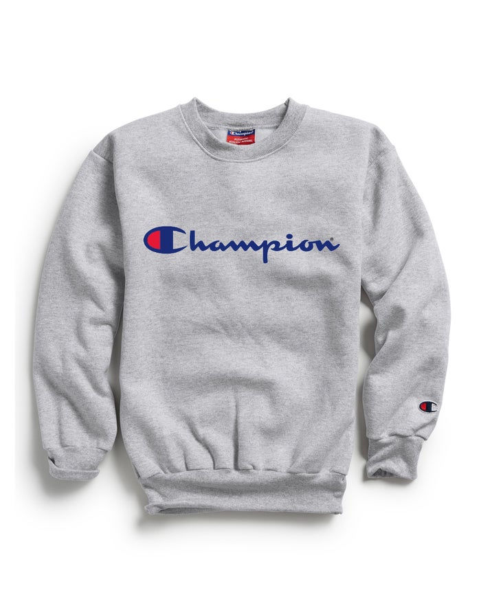 Champion Double Dry Script Logo Sweatshirt Meisjes - Grijs - Belgie 1960IAMUZ